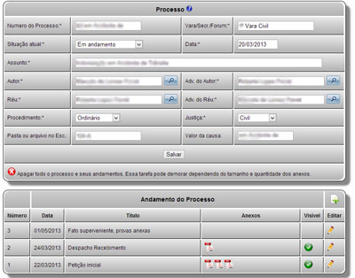 Andamento do Processo